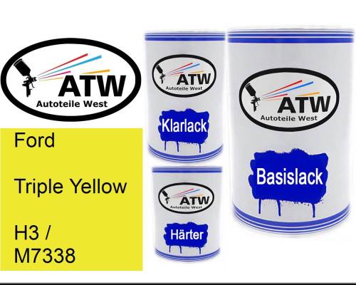 Ford, Triple Yellow, H3 / M7338: 500ml Lackdose + 500ml Klarlack + 250ml Härter - Set, von ATW Autoteile West.